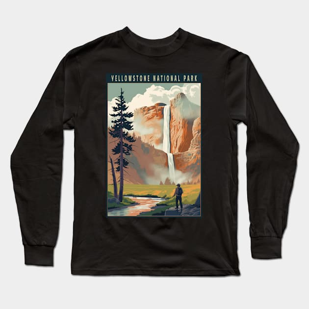 Yellowstone National Park Vintage Poster Long Sleeve T-Shirt by GreenMary Design